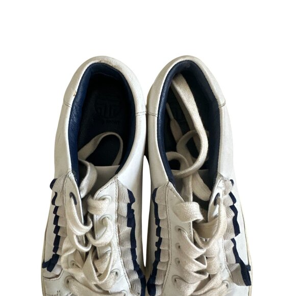 TORY BURCH Sport White Leather Ruffle Sneakers Size 6.5 - Picture 7 of 7